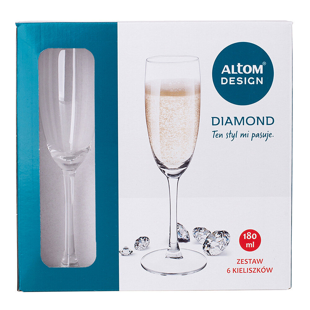 DIAMOND Šampanjaklaasid 180ml 6 tk, цена и информация | Klaasid, tassid ja kannud | kaup24.ee