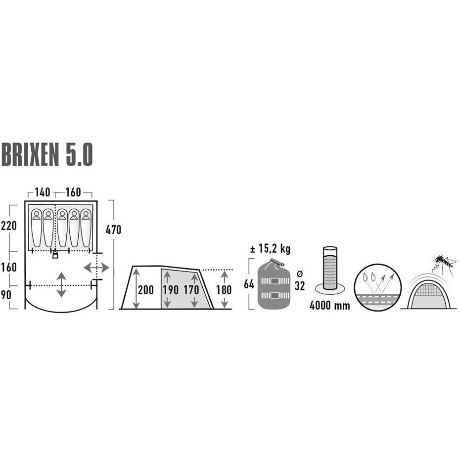 Telk High Peak Brixen 5.0, hall hind ja info | Telgid | kaup24.ee