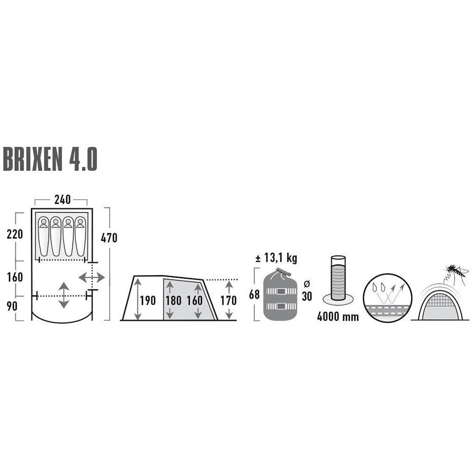 Telk High Peak Brixen 4.0, hall цена и информация | Telgid | kaup24.ee