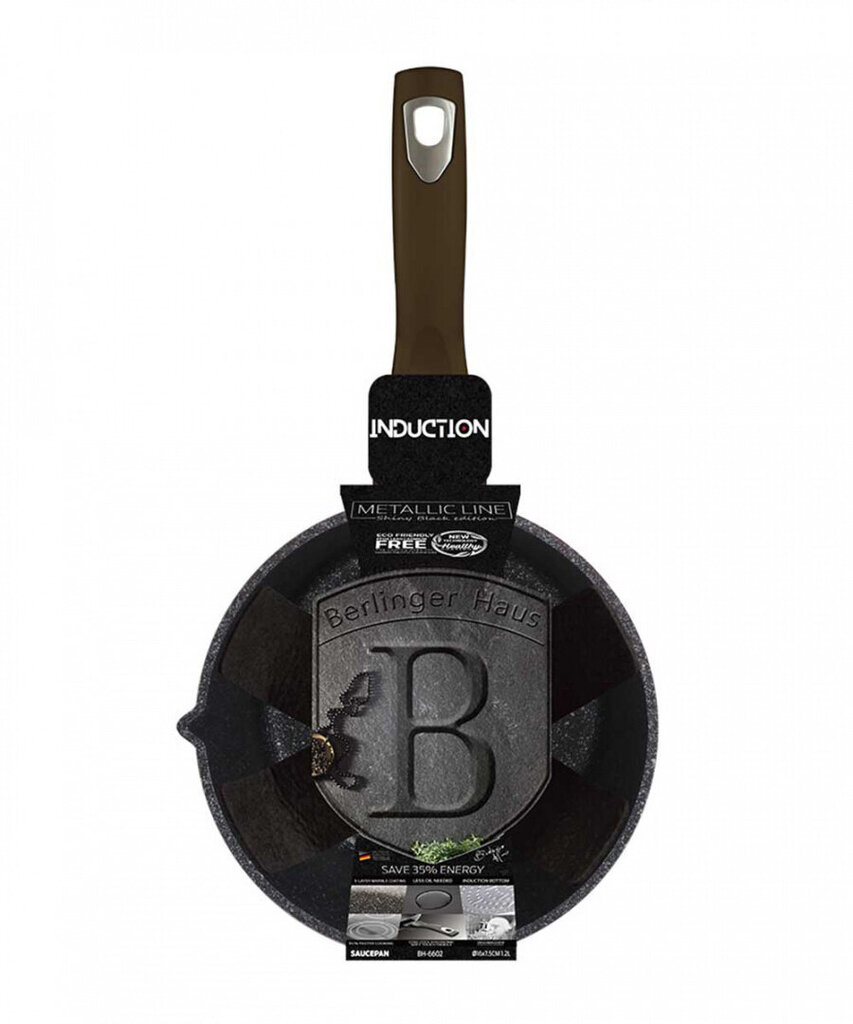 Saucepan 16 cm 1,2 l Berlinger Haus BH/6602 Metallic Line Shiny Black Edition hind ja info | Potid ja kiirkeedupotid | kaup24.ee