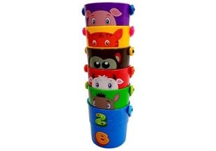 Набор разноцветных ведер с животными - пирамида цена и информация | Развивающие игрушки | kaup24.ee
