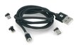 Magnetiline USB kaabel 3in1 microUSB, USB tüüp C, Lightning 100 cm must цена и информация | Kaablid ja juhtmed | kaup24.ee