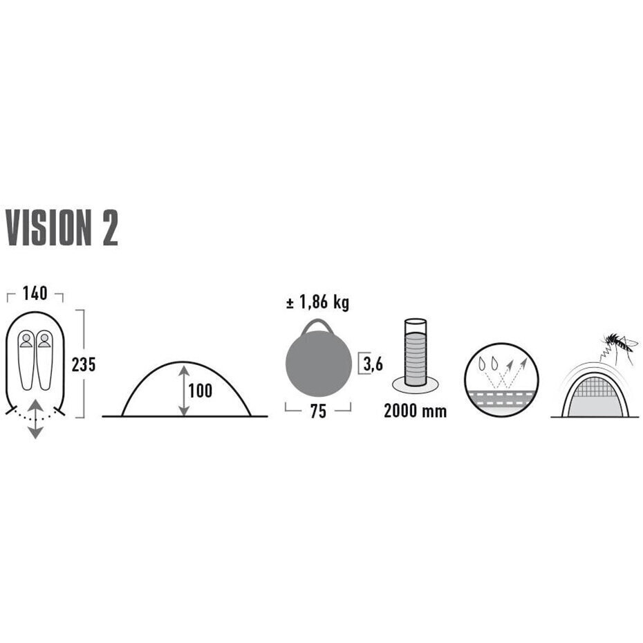 Telk High Peak Vision 2, must hind ja info | Telgid | kaup24.ee