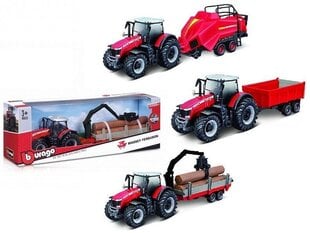 Talutraktor Massey Ferguson koos haagisega Bburago 10 cm, 18-31850 hind ja info | Poiste mänguasjad | kaup24.ee