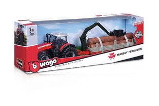 Talutraktor Massey Ferguson koos haagisega Bburago 10 cm, 18-31850 цена и информация | Игрушки для мальчиков | kaup24.ee