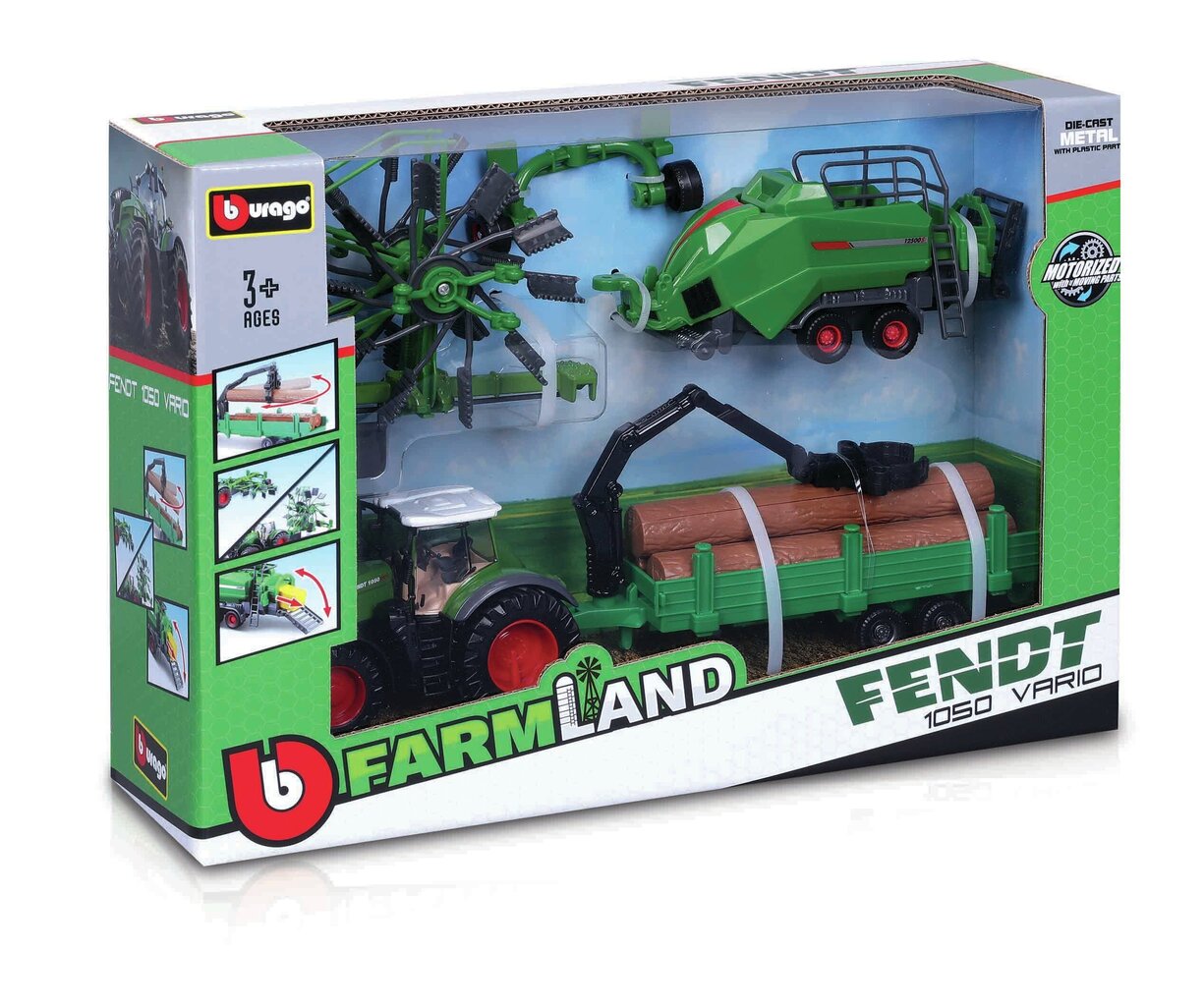 Põllutraktor koos haagisega Bburago 10 cm, 18-31668 hind ja info | Poiste mänguasjad | kaup24.ee