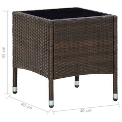 vidaXL aialaud, pruun 40 x 40 x 45 cm, polürotang цена и информация | Садовые столы и столики | kaup24.ee