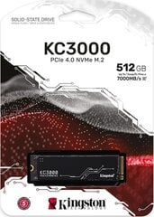 SSD|KINGSTON|KC3000|512GB|M.2|NVMe|3D TLC|Write speed 3900 MBytes/sec|Read speed 7000 MBytes/sec|TBW 400 TB|MTBF 1800000 hours|SKC3000S/512G цена и информация | Kingston Компьютерная техника | kaup24.ee