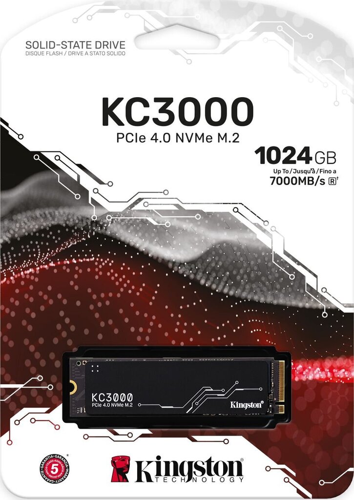 SSD|KINGSTON|KC3000|1TB|M.2|NVMe|3D TLC|Write speed 6000 MBytes/sec|Read speed 7000 MBytes/sec|TBW 800 TB|MTBF 1800000 hours|SKC3000S/1024G цена и информация | Sisemised kõvakettad (HDD, SSD, Hybrid) | kaup24.ee