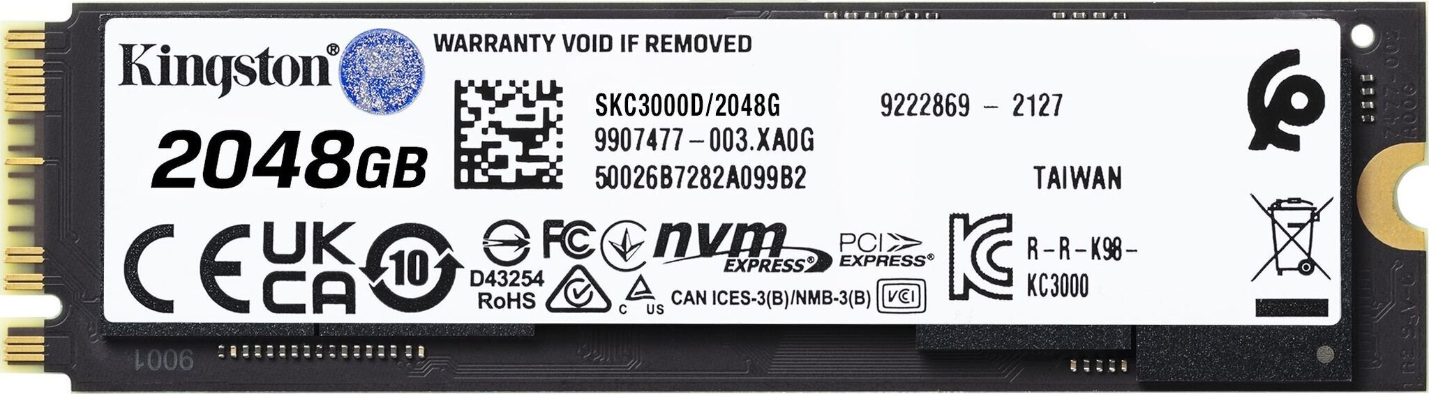 SSD|KINGSTON|KC3000|2TB|M.2|NVMe|3D TLC|Write speed 7000 MBytes/sec|Read speed 7000 MBytes/sec|MTBF 1800000 hours|SKC3000D/2048G цена и информация | Sisemised kõvakettad (HDD, SSD, Hybrid) | kaup24.ee