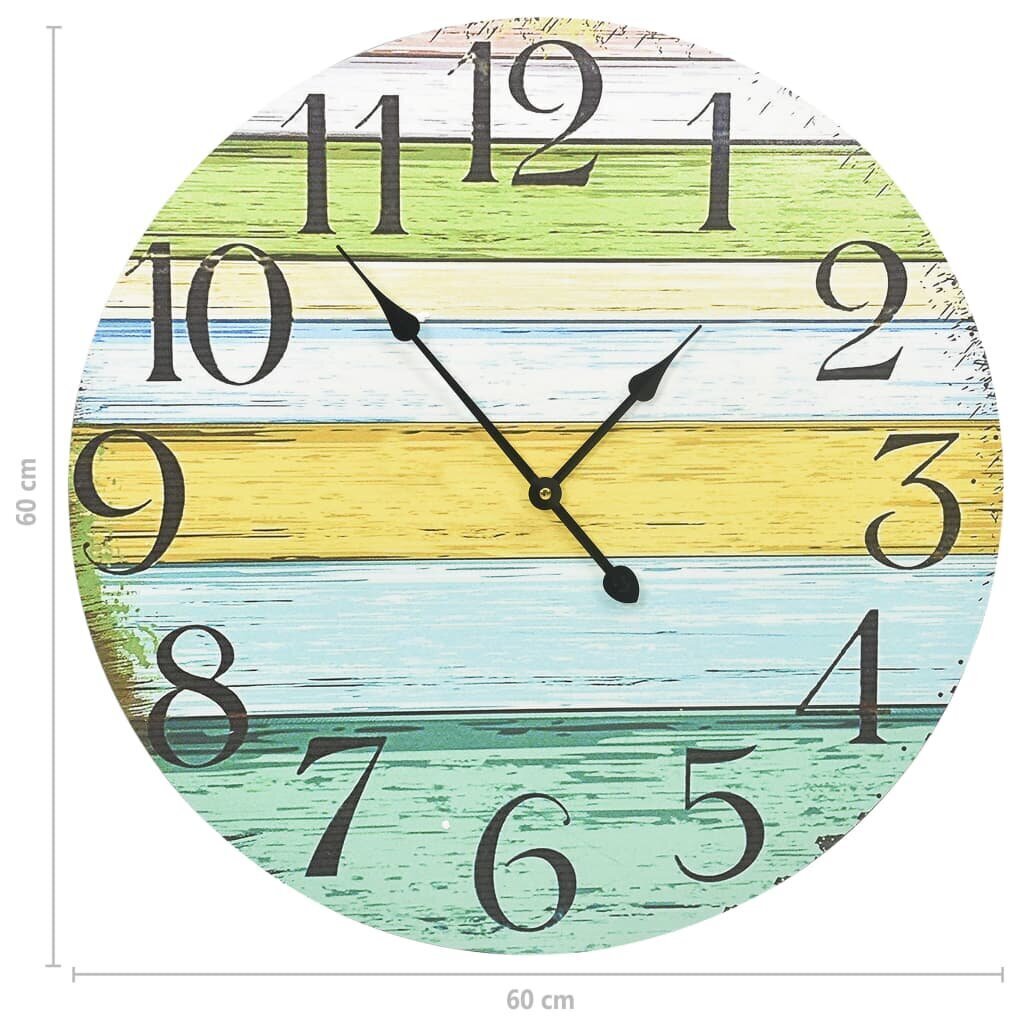 325185 vidaXL Wall Clock Multicolour 60 cm MDF hind ja info | Kellad | kaup24.ee