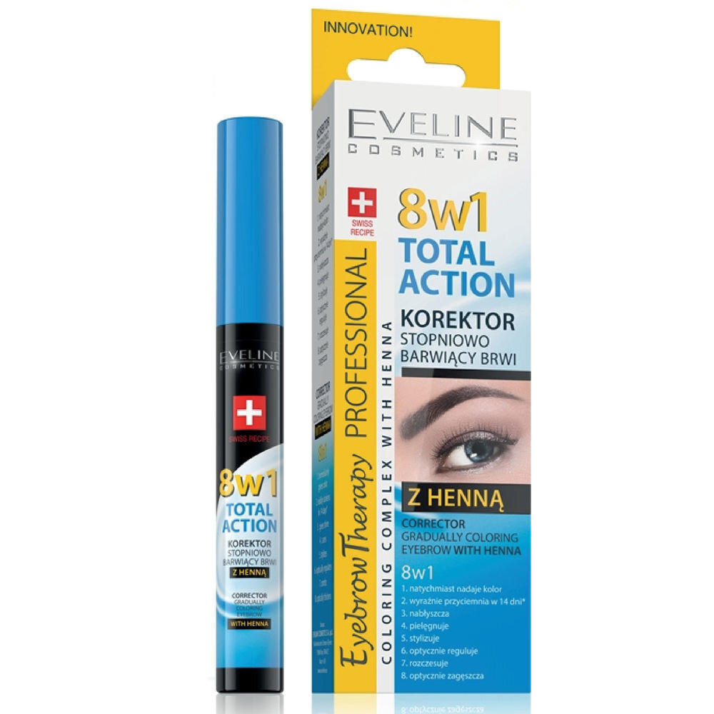 Kulmude korrektor Eveline Eyebrow Therapy Total Action 8in1 10 ml hind ja info | Kulmuvärvid, -pliiatsid | kaup24.ee