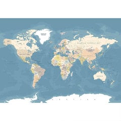 Fototapeet - Sinine maailmakaart inglise keeles цена и информация | Фотообои | kaup24.ee
