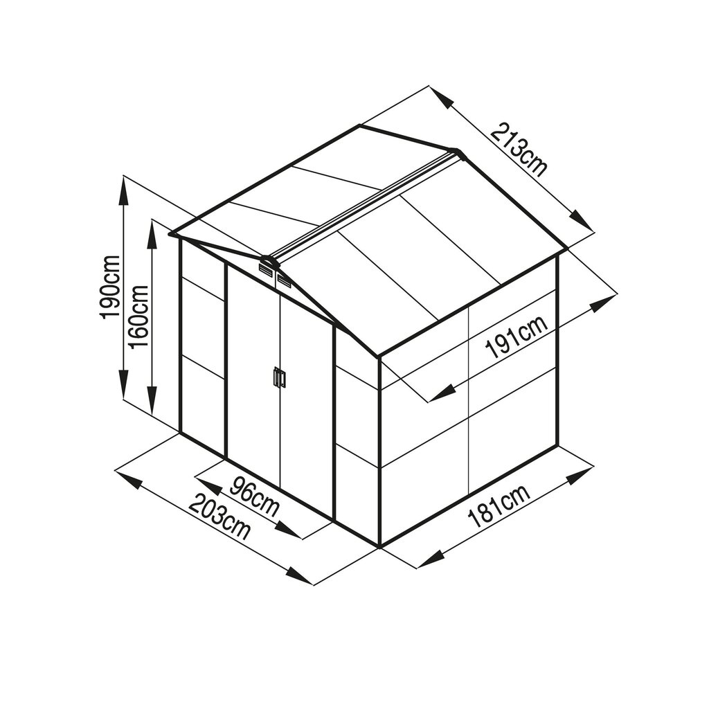 Aiamaja G21 GAH 407 - 213 x 191cm, plastik, hall 63900521 цена и информация | Kuurid ja aiamajad | kaup24.ee