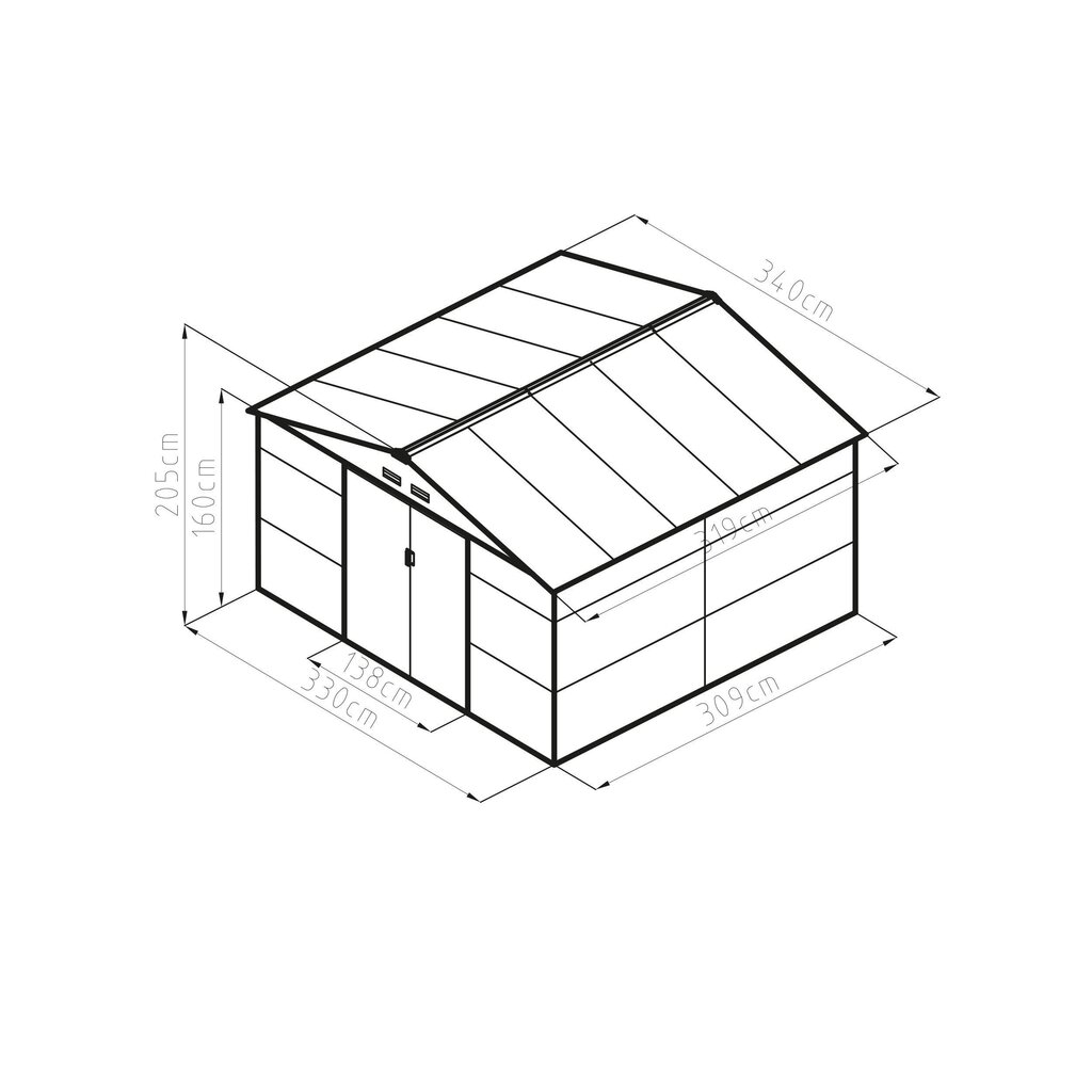 Aiamaja G21 GAH 1085 - 340 x 319cm, plastik, roheline 63900578 hind ja info | Kuurid ja aiamajad | kaup24.ee