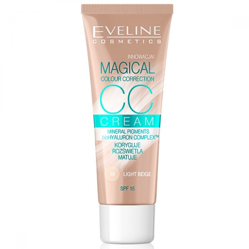 CC-kreem Eveline Magical Color Correction SPF15 30 ml, 50 Light Beige hind ja info | Jumestuskreemid, puudrid | kaup24.ee