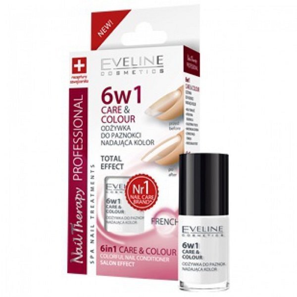 Küünte palsam + lakk Eveline Nail Therapy Care&Colour 6in1 5 ml, French hind ja info | Küünelakid, küünetugevdajad | kaup24.ee