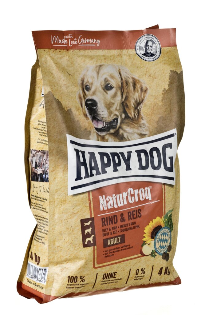Kuivtoit täiskasvanud koertele Happy Dog NaturCroq Rind&Reis veiseliha ja riisiga, 4 kg цена и информация | Kuivtoit koertele | kaup24.ee