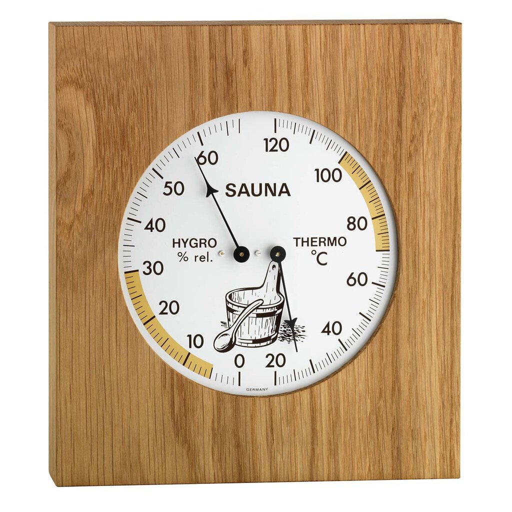 Analoogsauna termohügromeeter tammepuidust raamiga TFA 40.1051.01 hind ja info | Sauna aksessuaarid | kaup24.ee
