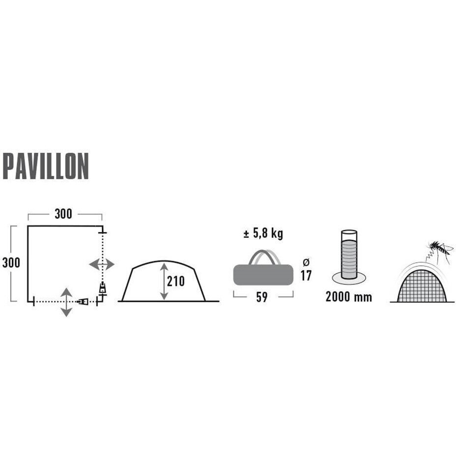 Pavilion High Peak Pavillon 3x3, hallikasroheline hind ja info | Varikatused ja aiapaviljonid | kaup24.ee