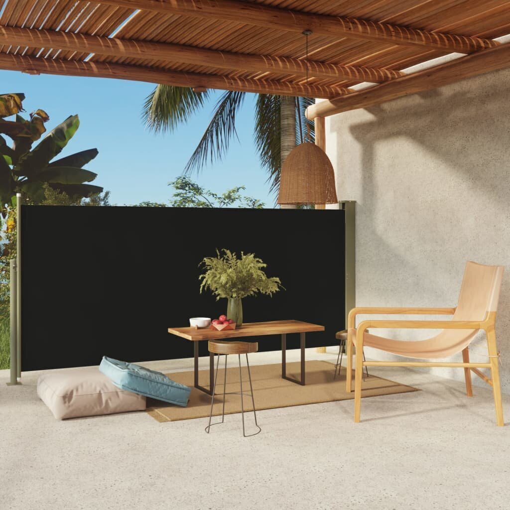 vidaXL lahtitõmmatav terrassi külgsein, 140 x 300 cm, must hind ja info | Päikesevarjud, markiisid ja alused | kaup24.ee