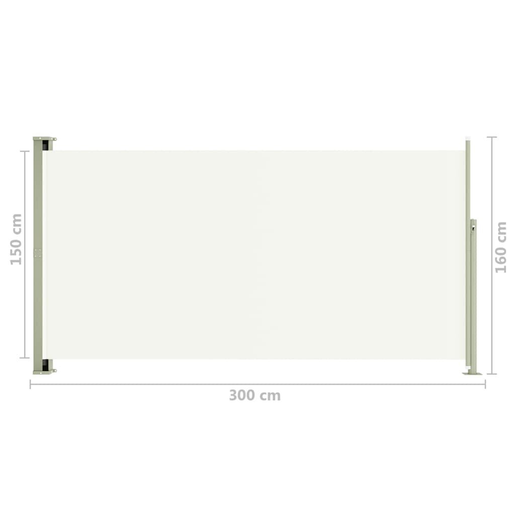 vidaXL lahtitõmmatav terrassi külgsein, 160 x 300 cm, kreemjas hind ja info | Päikesevarjud, markiisid ja alused | kaup24.ee