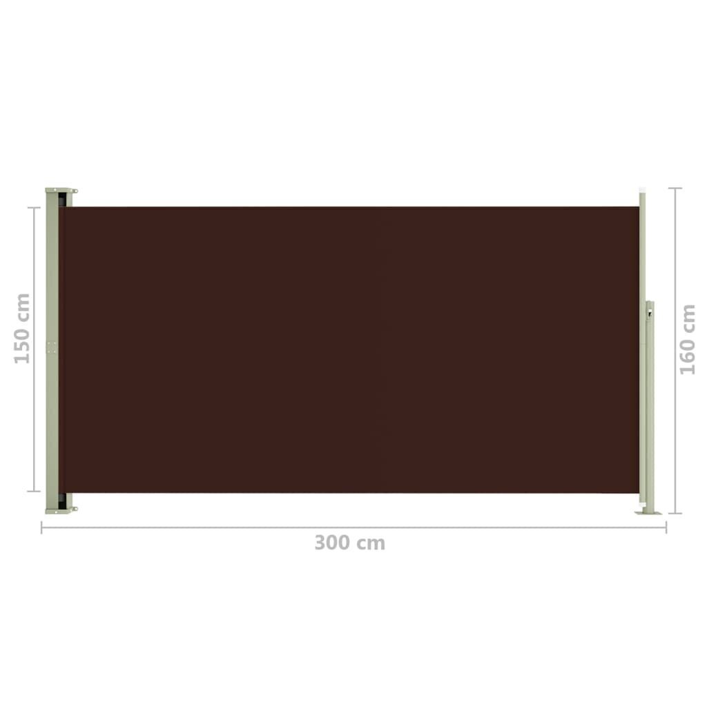 vidaXL lahtitõmmatav terrassi külgsein, 160 x 300 cm, pruun hind ja info | Päikesevarjud, markiisid ja alused | kaup24.ee
