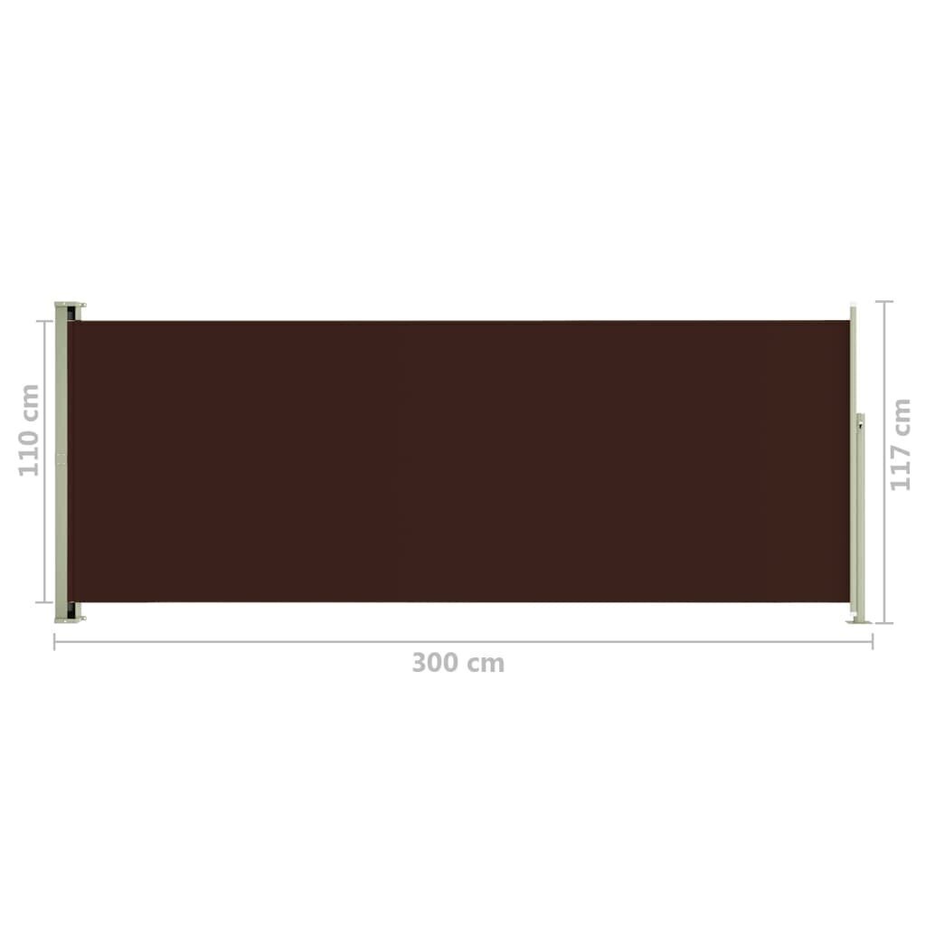 vidaXL lahtitõmmatav terrassi külgsein, 117 x 300 cm, pruun hind ja info | Päikesevarjud, markiisid ja alused | kaup24.ee