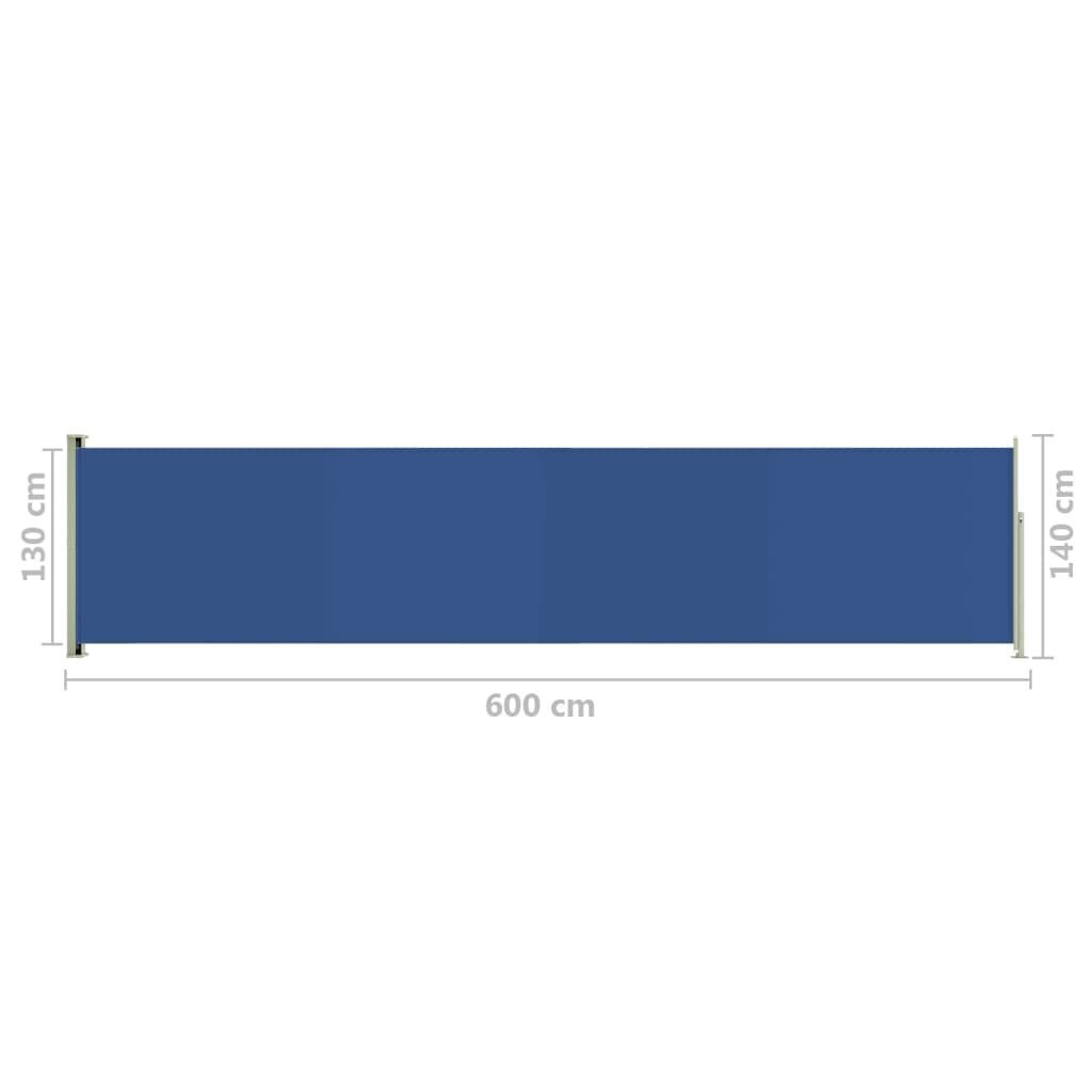 vidaXL lahtitõmmatav terrassi külgsein, 140 x 600 cm, sinine hind ja info | Päikesevarjud, markiisid ja alused | kaup24.ee