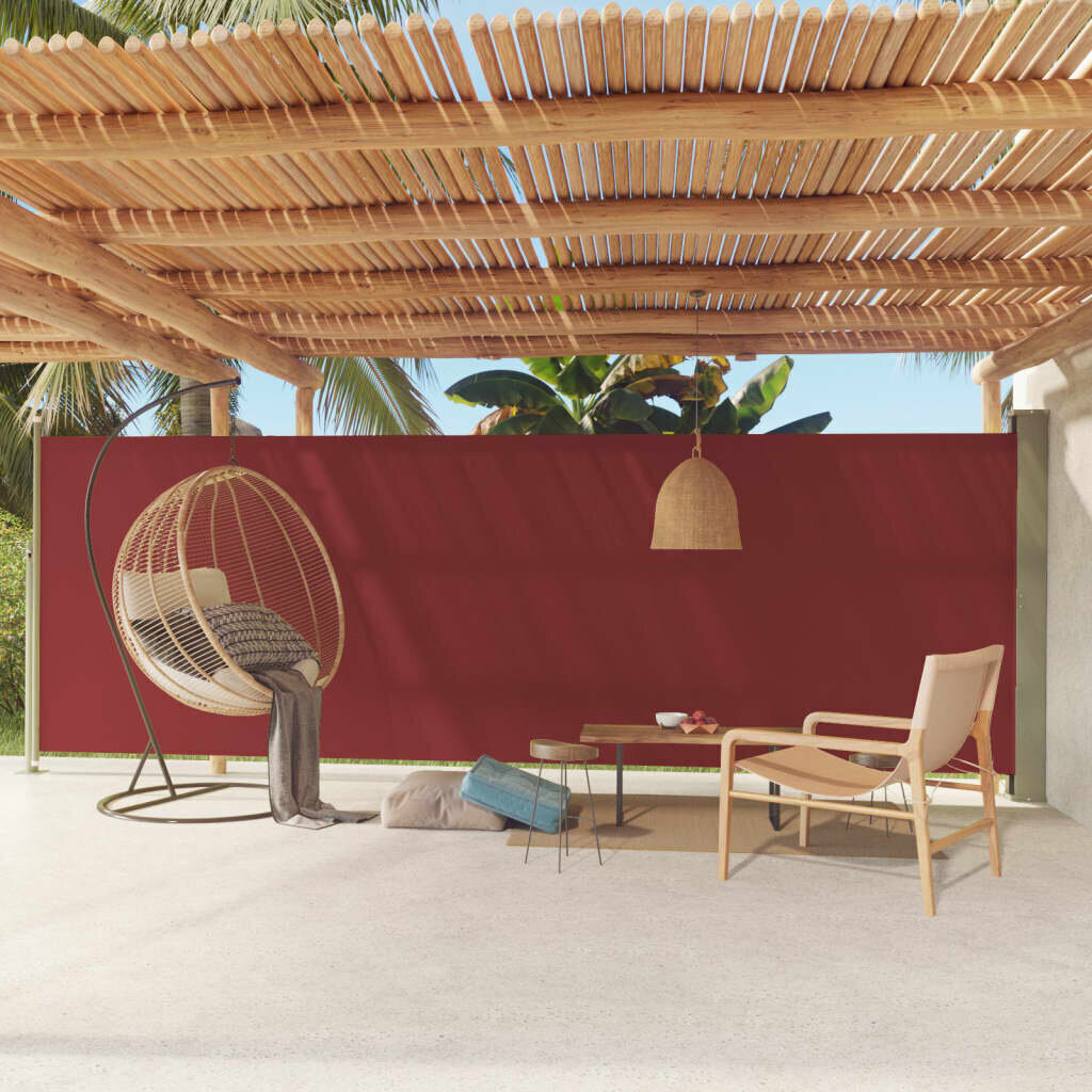 vidaXL lahtitõmmatav terrassi külgsein, 180 x 600 cm, punane hind ja info | Päikesevarjud, markiisid ja alused | kaup24.ee