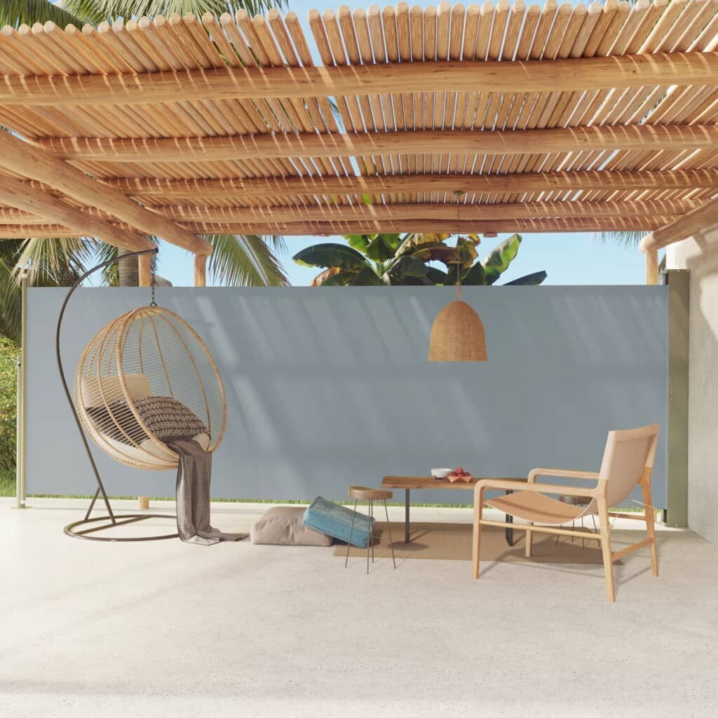 vidaXL lahtitõmmatav terrassi külgsein, 180 x 600 cm, hall hind ja info | Päikesevarjud, markiisid ja alused | kaup24.ee