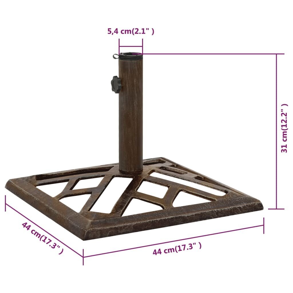 vidaXL päikesevarju alus, pronks, 44 x 44 x 31 cm, malm цена и информация | Päikesevarjud, markiisid ja alused | kaup24.ee