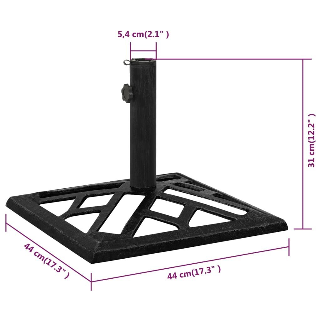 vidaXL päikesevarju alus, must, 44 x 44 x 31 cm, malm hind ja info | Päikesevarjud, markiisid ja alused | kaup24.ee