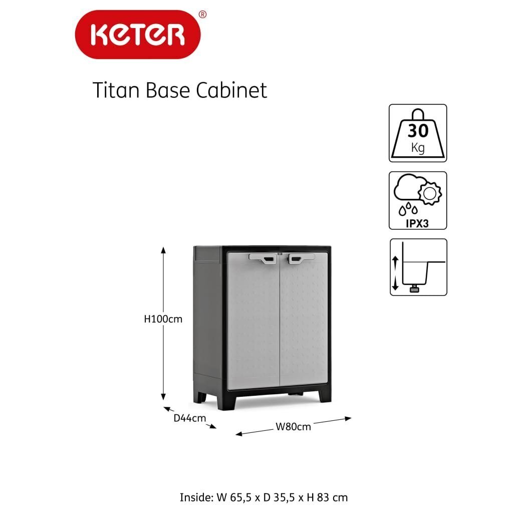 Keter madal hoiukapp riiulitega Titan, must ja hall, 100 cm hind ja info | Vannitoakapid | kaup24.ee