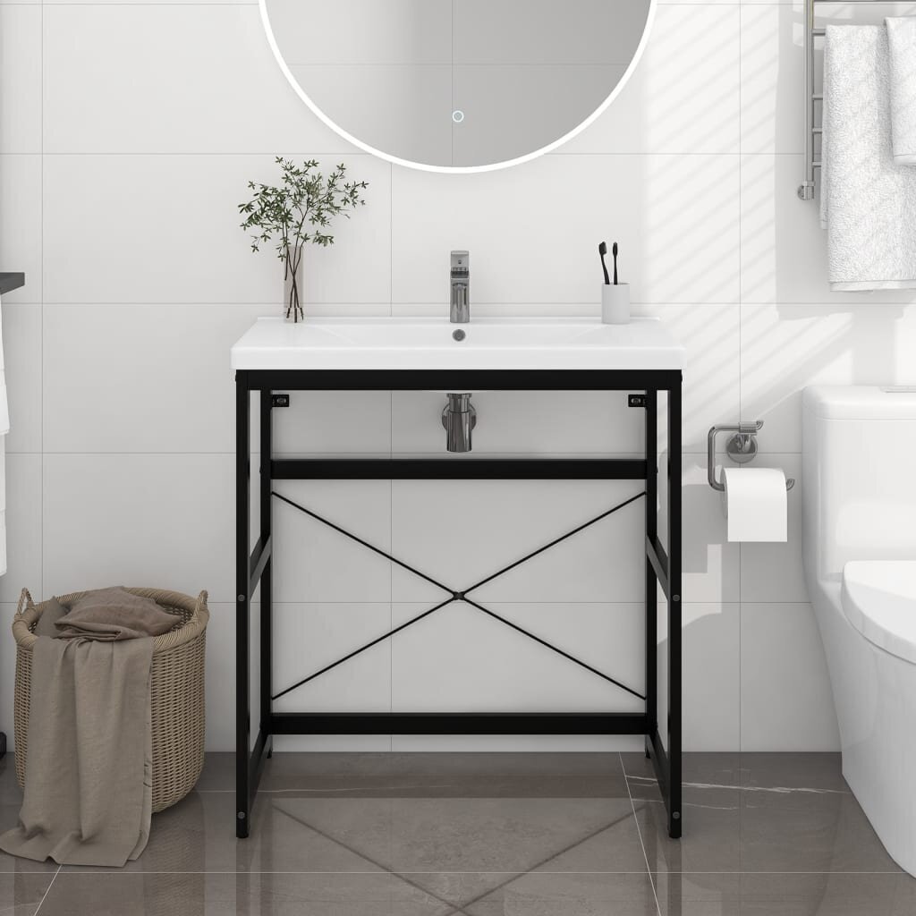 vidaXL vannitoa valamuraam, must, 79 x 38 x 83 cm, raud hind ja info | Vannitoakapid | kaup24.ee