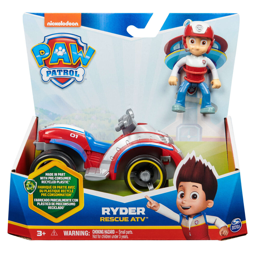 Paw Patrol 2in1 Ryder Quad ATV päästeauto ja figuur eco hind ja info | Poiste mänguasjad | kaup24.ee