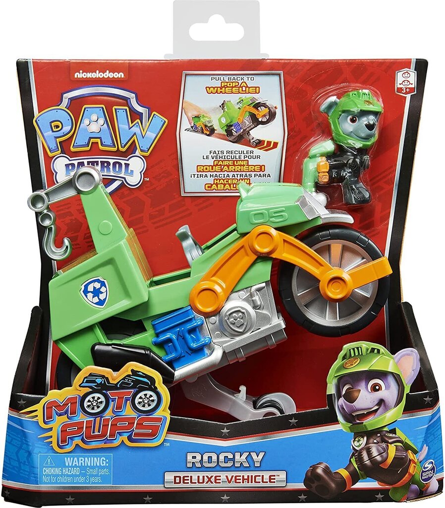 Paw Patrol Moto Pups - Rocky - luksussõiduk - mootorratas Rocky kollektsioonikujuga цена и информация | Poiste mänguasjad | kaup24.ee