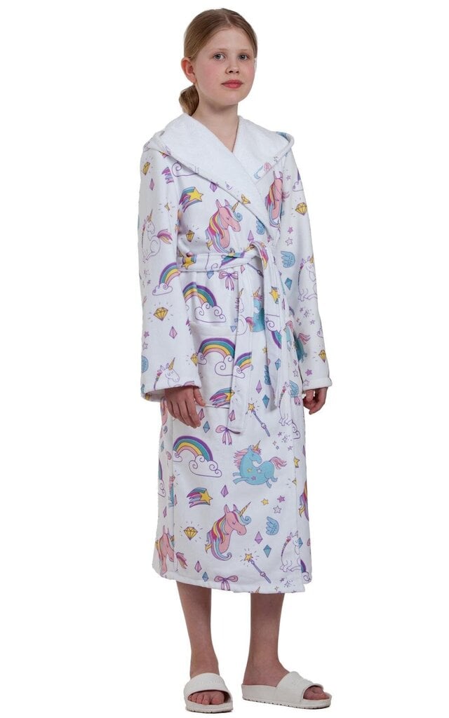 Laste puuvillane hommikumantel - ükssarvik CHBA018 hind ja info | Tüdrukute hommikumantlid ja pidžaamad | kaup24.ee