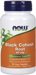 NOW Black Cohosh Root 80 mg 90 vegan kapslit hind ja info | Vitamiinid, toidulisandid, preparaadid tervise heaoluks | kaup24.ee