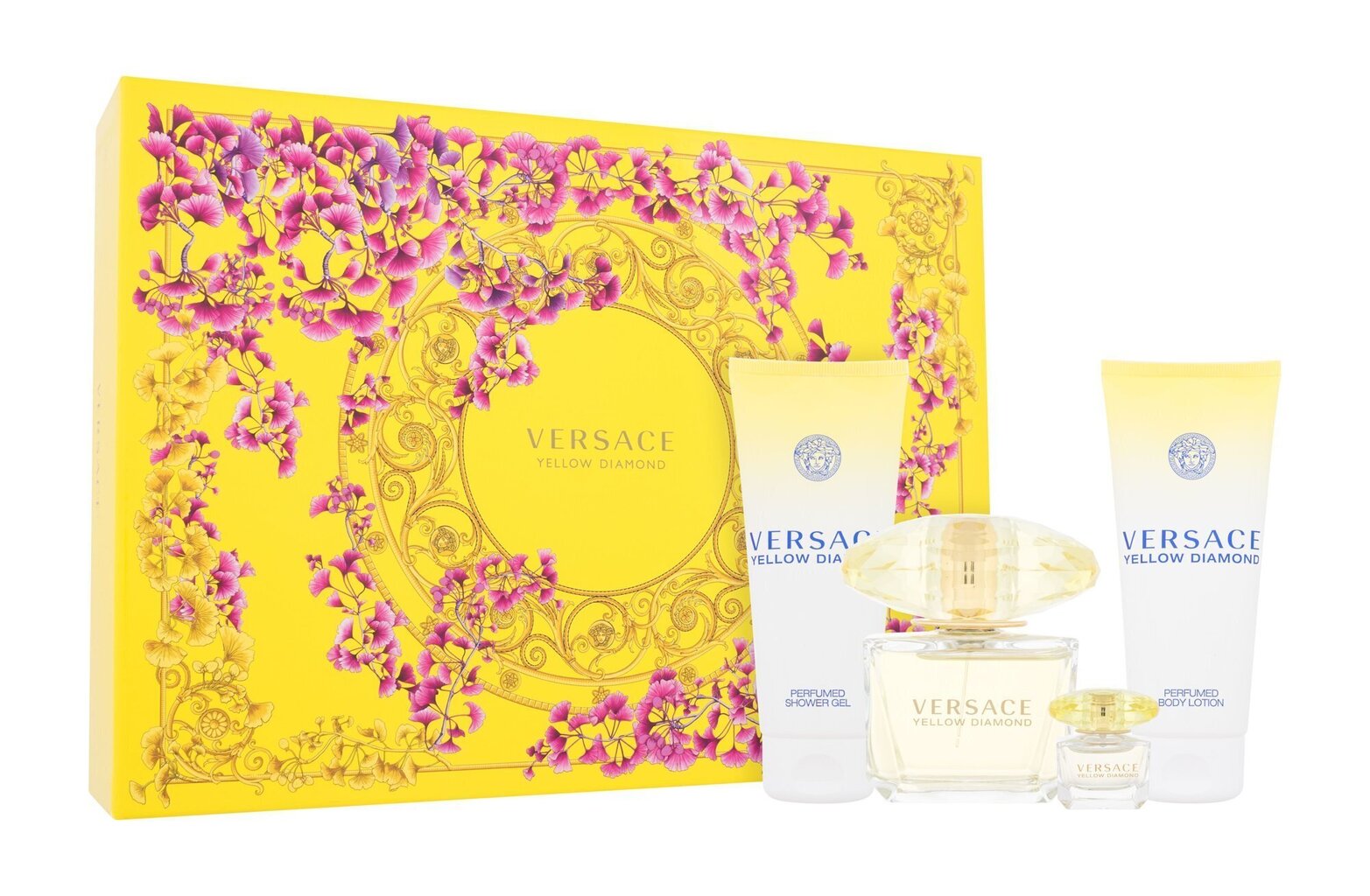 Komplekt Versace Yellow Diamond: EDT naistele 90 ml + 5 ml + dušigeel 100 ml + ihupiim 100 ml цена и информация | Naiste parfüümid | kaup24.ee