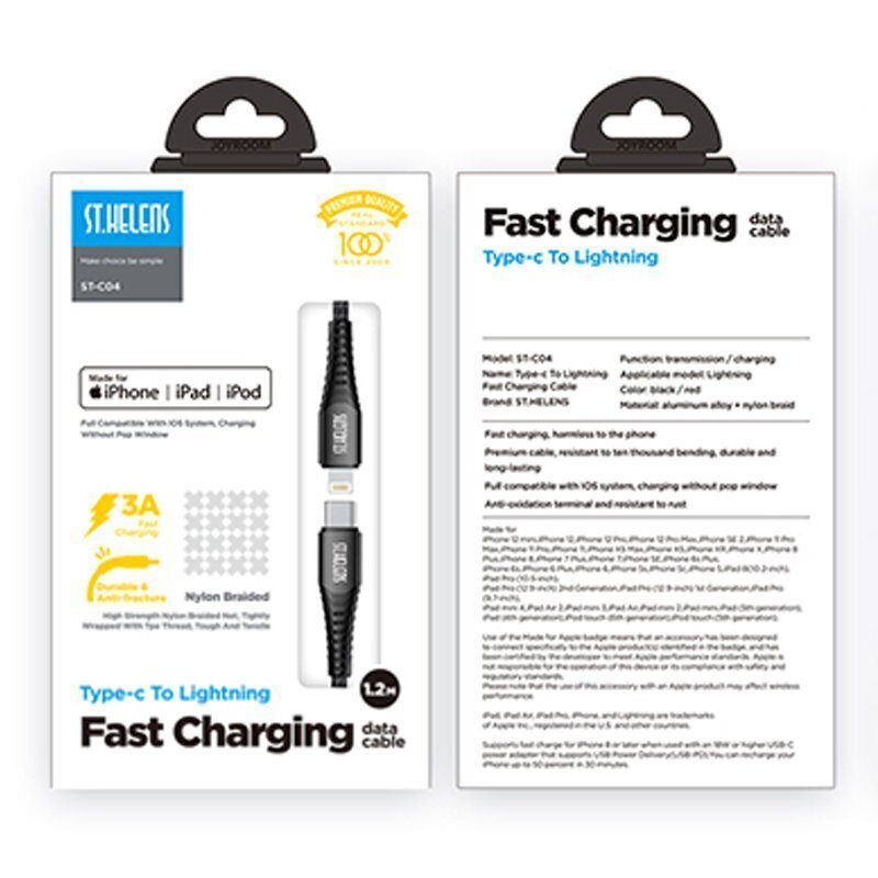 Kaabel Joyroom ST-C04 ST.HELENS Type-c To Lightning Data Cable, 1,2m hind ja info | Mobiiltelefonide kaablid | kaup24.ee