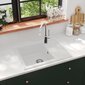 vidaXL köögivalamu ülevooluavaga, ovaalne, valge, graniit hind ja info | Kraanikausid, valamud | kaup24.ee