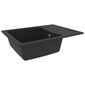 vidaXL köögivalamu ülevooluavaga, ovaalne, must, graniit hind ja info | Kraanikausid, valamud | kaup24.ee