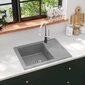 vidaXL köögivalamu ülevooluavaga, ovaalne, hall, graniit цена и информация | Kraanikausid, valamud | kaup24.ee