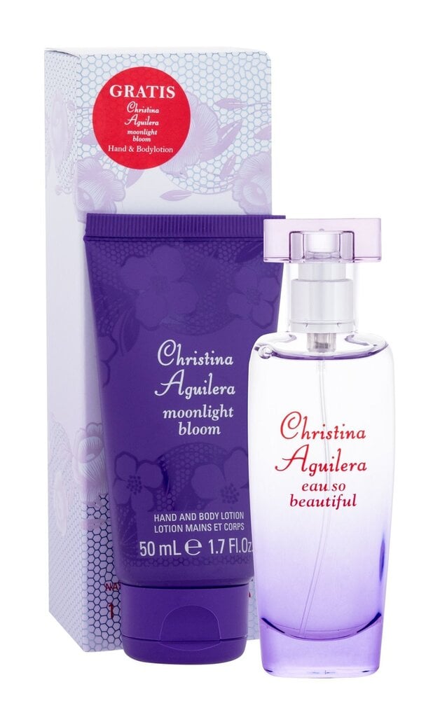 Komplekt Christina Aguilera: Eau So Beautiful EDP naistele 30 ml + kehakreem Moonlight Bloom 50 ml цена и информация | Naiste parfüümid | kaup24.ee