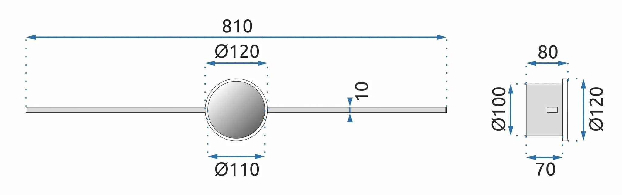 LED seinavalgusti Round Black, 80 cm hind ja info | Seinavalgustid | kaup24.ee