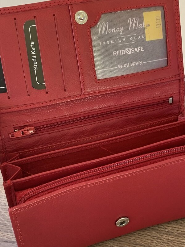 Naiste suur nahast rahakott Money Maker, punane hind ja info | Naiste rahakotid | kaup24.ee