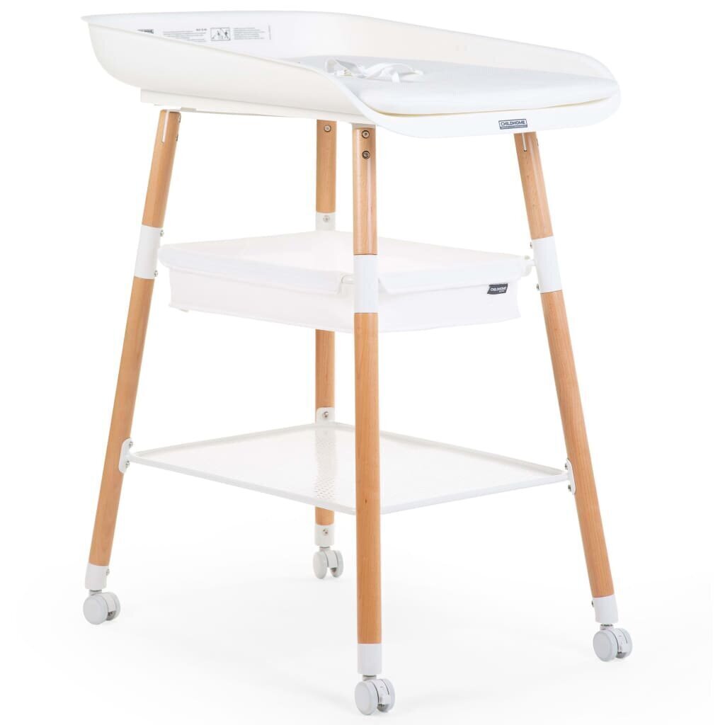 431128 CHILDHOME Changing Table "Evolux" White Natural hind ja info | Mähkimislinad | kaup24.ee