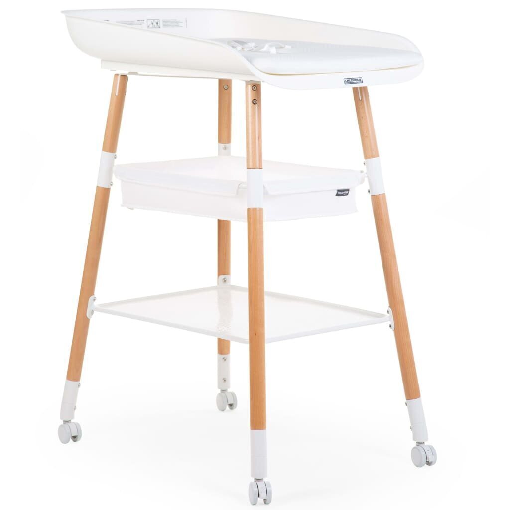 431128 CHILDHOME Changing Table "Evolux" White Natural цена и информация | Mähkimislinad | kaup24.ee