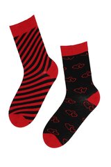 Хлопковые носки черно-красного цвета с изображением сердец и полосок Paradise цена и информация | Женские носки | kaup24.ee